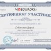 Сертификат на проекте videouroki net